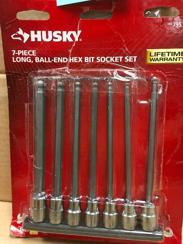 HUSKY 38 in. Drive SAE Long Ball Hex Bit Socket Set (7-Piece)