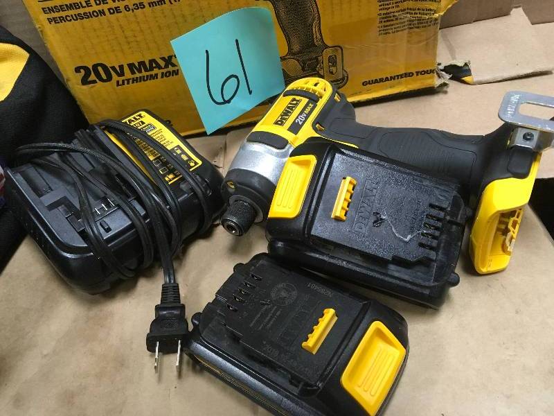 DEWALT 20-Volt MAX Lithium-Ion Cordless 14 in. Impact Driver with (2) Batteries 1.5Ah, Charger and Contractor Bag not used