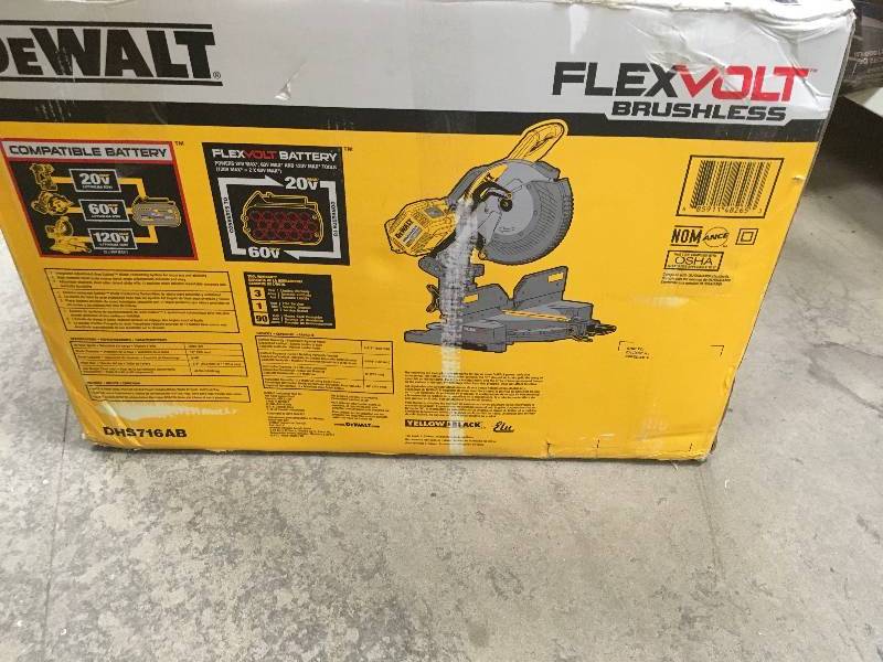 DEWALT FLEXVOLT 120-Volt MAX Lithium-Ion Cordless Brushless 12 in. Miter Saw w AC Adapter (Tool-Only) not used
