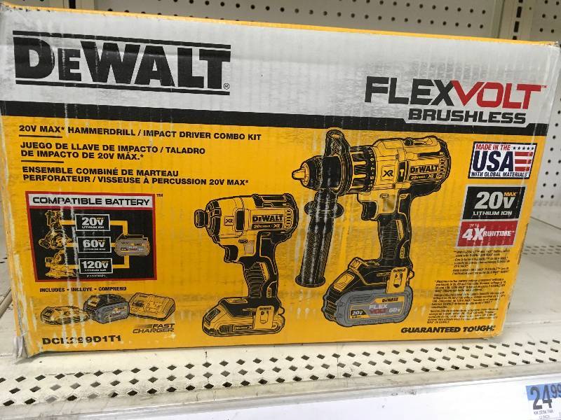DEWALT FLEXVOLT 60-Volt and 20-Volt MAX Lithium-Ion Cordless Brushless Combo Kit (2-Tool) w 2Ah and 6Ah Batteries and Charger