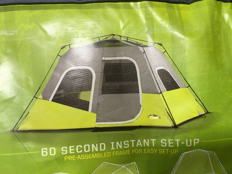 CORE Equipment 60-Second Instant 6-Person Cabin Tent 11x9 Vented Rainfly Gray in good conditions