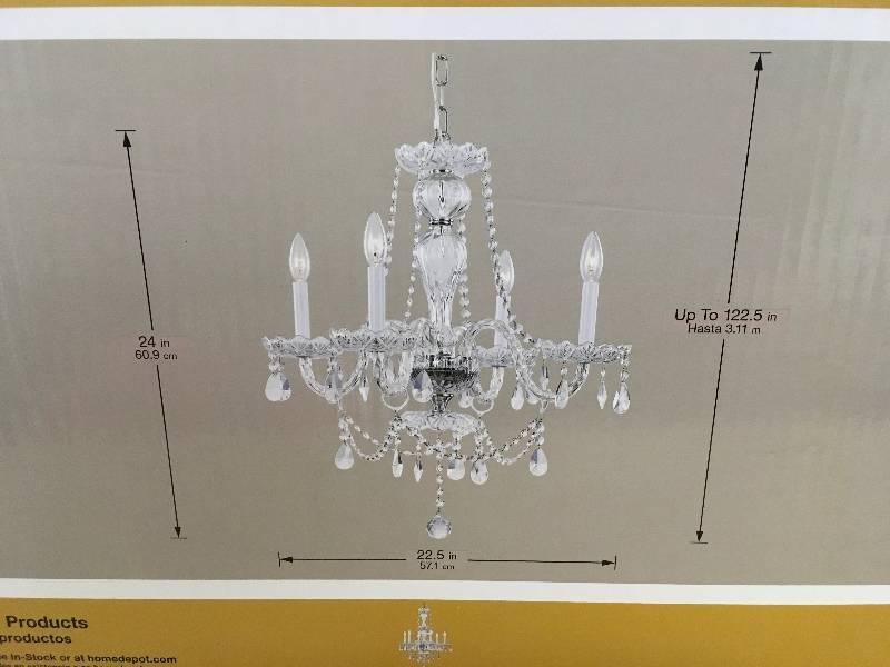 Hampton Bay Lake Point 4-Light Chrome and Clear Crystal Chandelier new