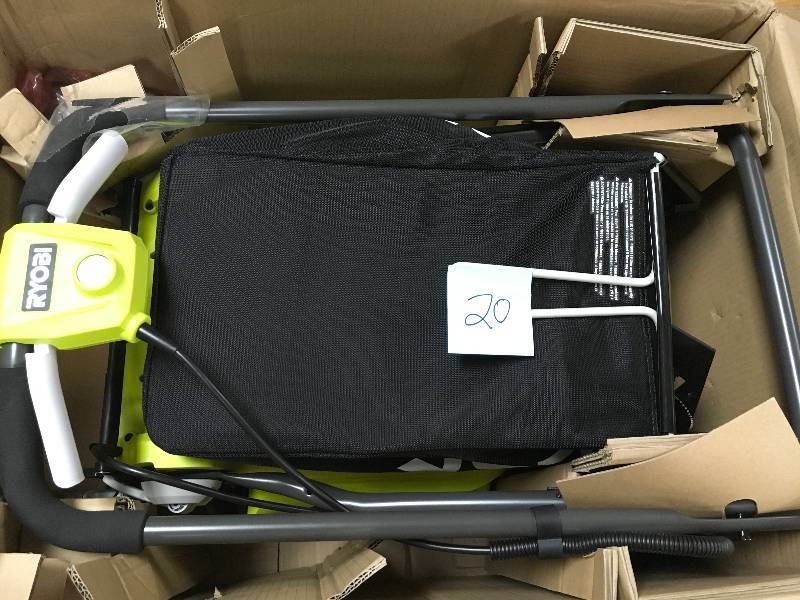 lot 20 image: RYOBI 16 in. ONE 18-Volt Lithium-Ion Cordless Battery Walk Behind Push Lawn Mower Two 4.0Ah BatteriesCharger Included in working conditions