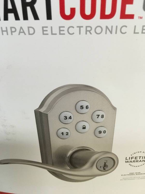 Kwikset SmartCode  911 Touchpad Satin Nickel Electronic Tustin Door Lever featuring SmartKey not used