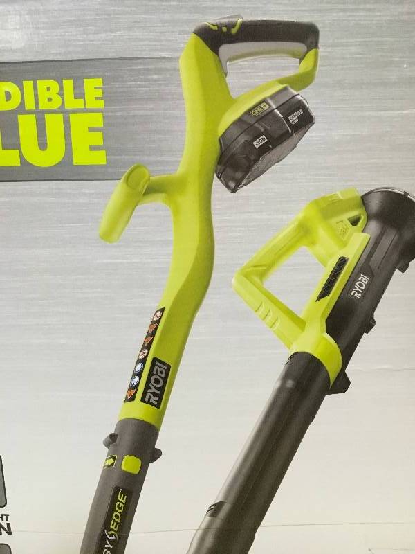 RYOBI ONE 18-Volt Lithium-Ion String TrimmerEdger and Blower Combo Kit 2.0 Ah Battery and Charger Included in working conditions