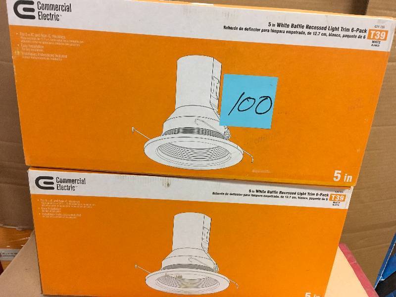 Lot of 2 Packs  Commercial Electric 5 in. White Recessed Baffle Trim (6-Pack) New
