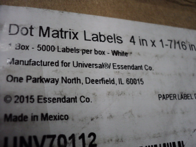 lot 23 image: Dot Matrix labels 41 716 - 5000 ...