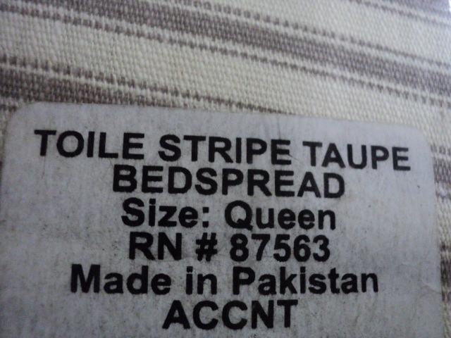 lot 26 image: queen size toile striped bedspread...
