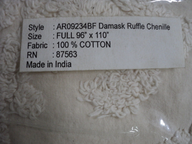 lot 28 image: full size cotton chenille bedspread...