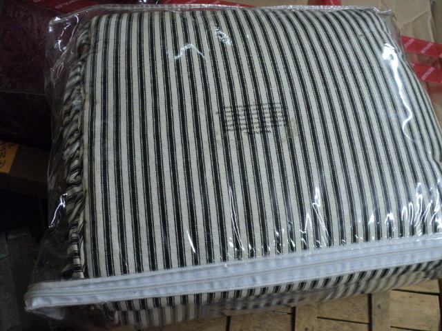 lot 31 image: queen size black toile striped beds...