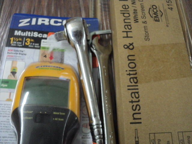 lot 69 image: storm screen door handle kit, tools...