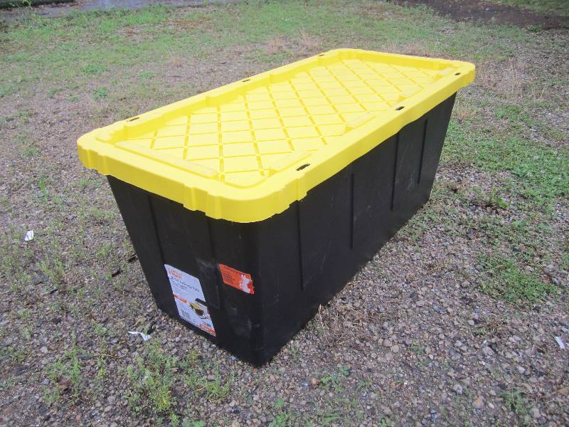 lot 18 image: HDX 55 Gallon Tough Tote Retail $19...