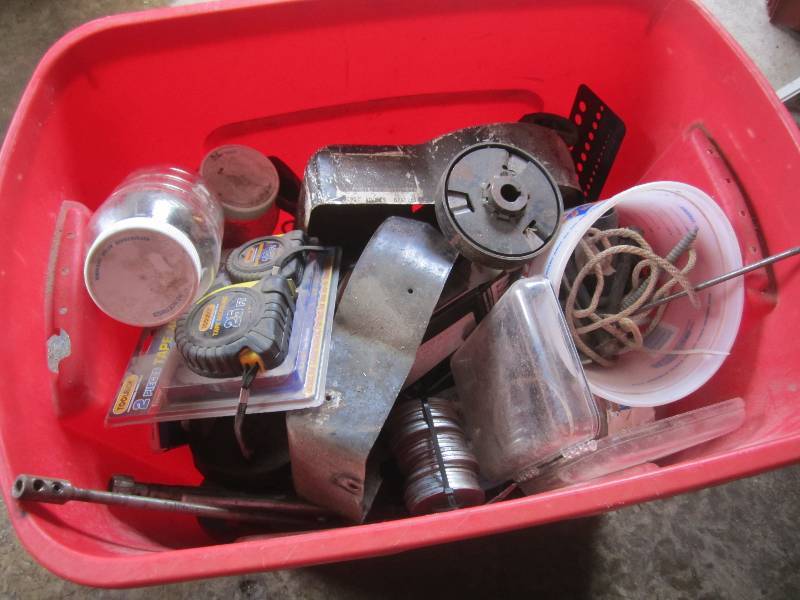 lot 68 image: Tote Full of Misc Hand Tools Lawn M...