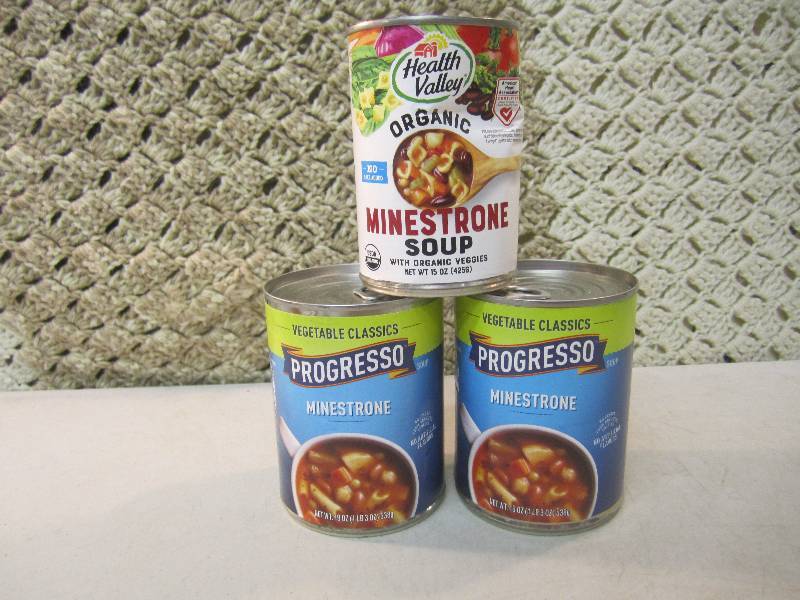 lot 111 image: 3 Cans of Minestrone Soup Best by M...