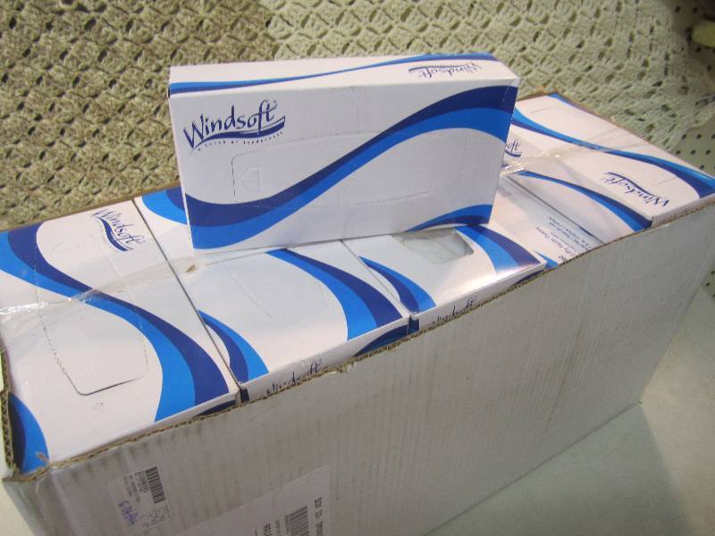 lot 133 image: Case of 30 Boxes of White 2-Ply Fac...