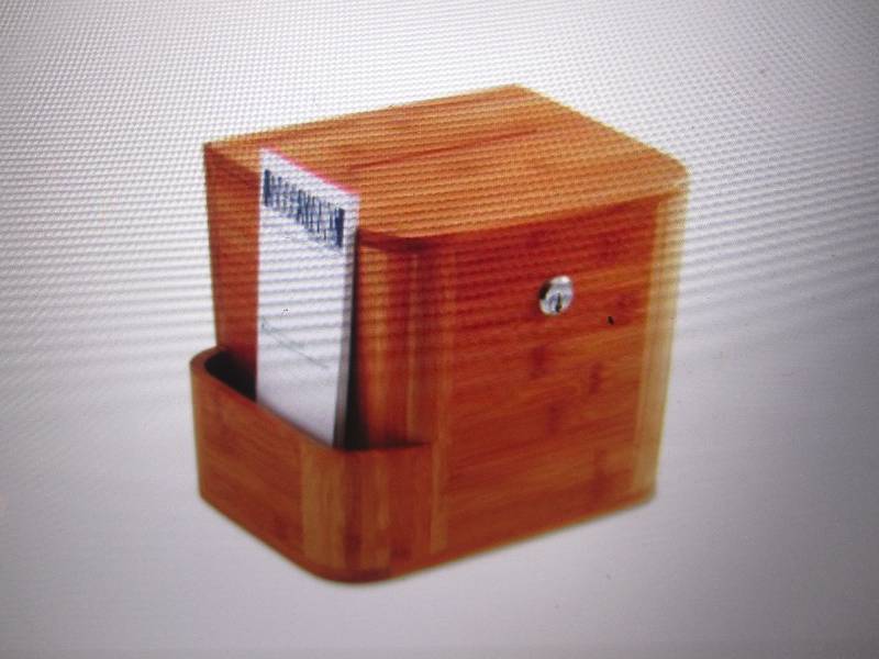lot 163 image: Safco Bamboo Locking Suggestion Box...