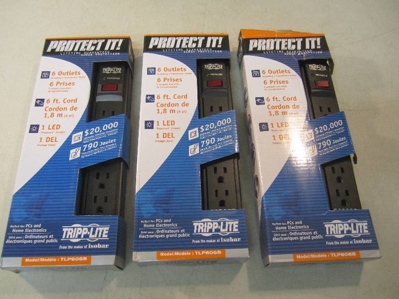 lot 171 image: Lot of 3 Tripp-Lite 6 Outlet Surge ...