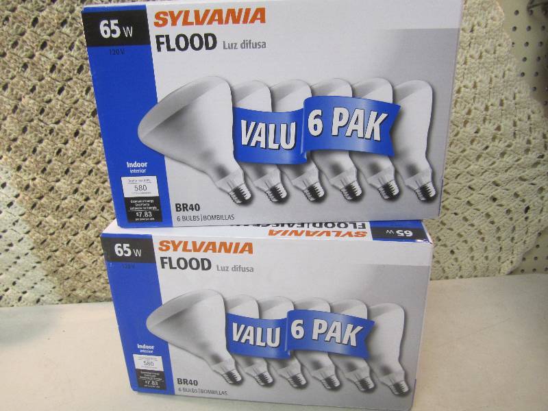 lot 190 image: 2 Boxes of Valu 6 Pak Sylvania 65W ...
