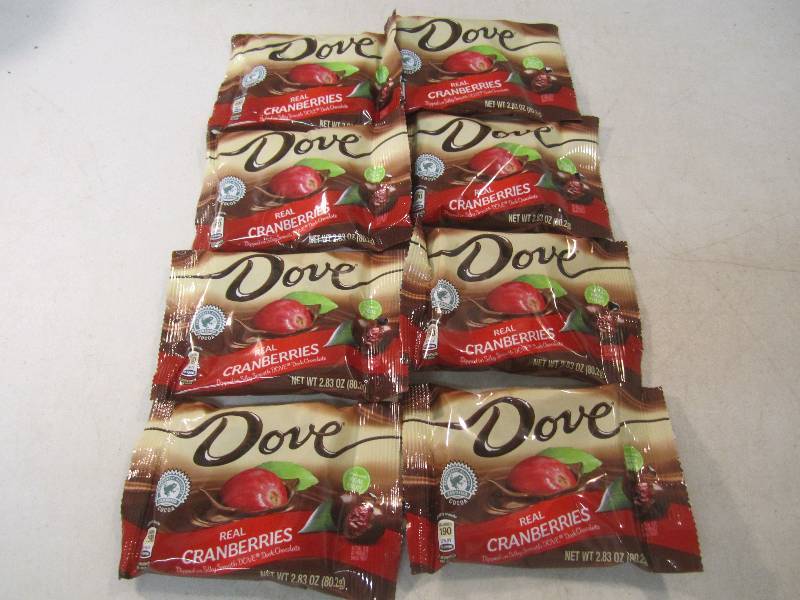 lot 311 image: 8 Bags of Dove Chocolate Covered Re...