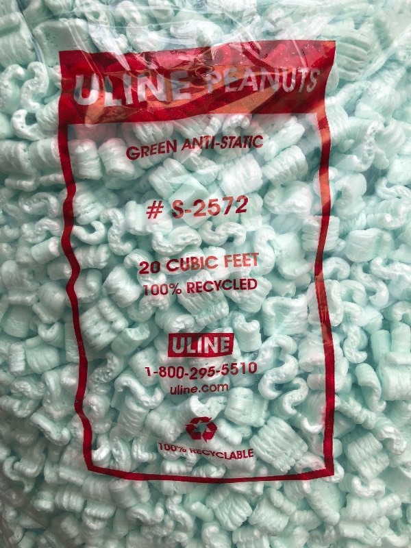 lot 14 image: Uline Green Anti Static Peanuts - SEALED BAG - 20 Cubic Feet