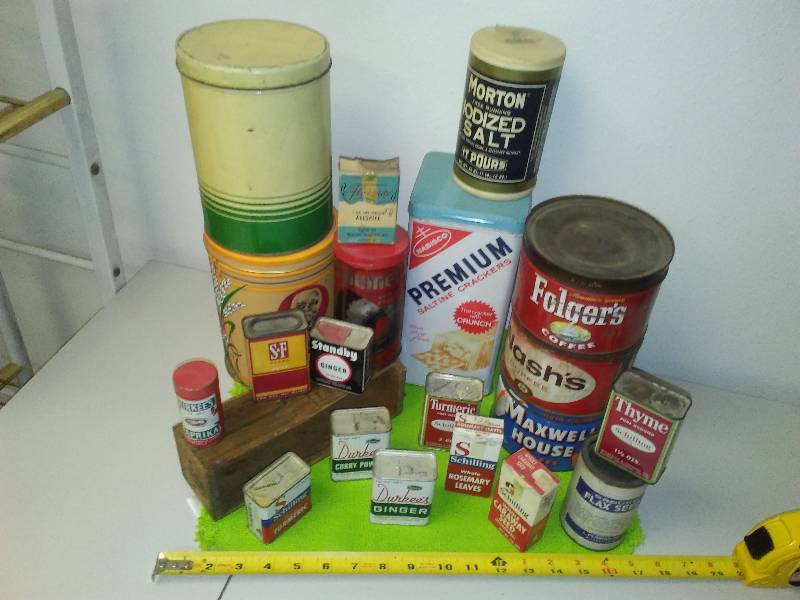 lot 104 image: vintage collectible tins and more