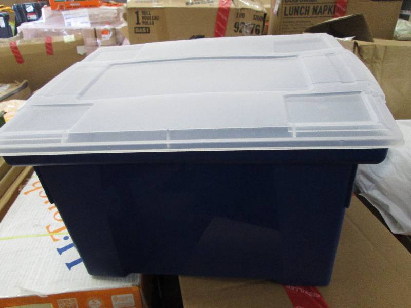 lot 262 image: Storex Plastic File Storage Box Sna...