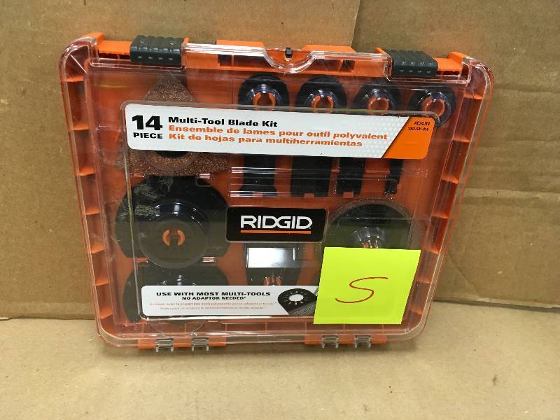 lot 5 image: RIDGID 14 pc JOBMAX MULTI-TOOL ACCESSORY CUTTING GRINDING BLADE KIT AC24J14 not used