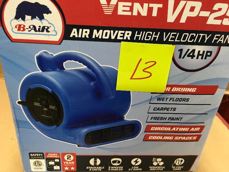 lot 13 image: 14 HP Air Mover for Water Damage Restoration Carpet Dryer Floor Blower Fan Home and Plumbing Use, Blue