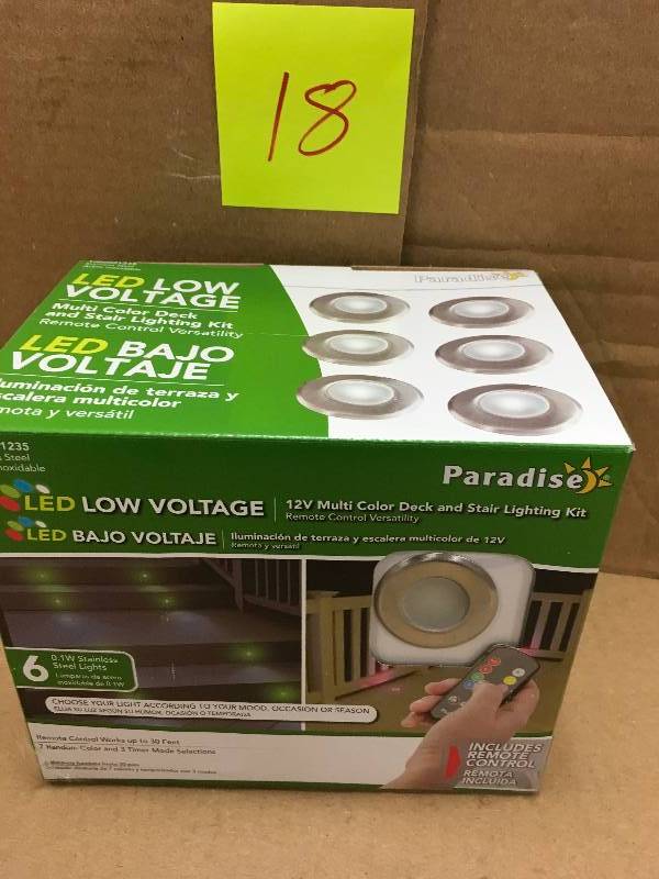 lot 18 image: Paradise Stainless Steel Multi Color LED Deck Light Kit (6-Pack)