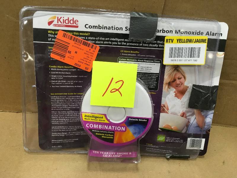 lot 12 image: Kiddle 10 Year Lithium Battery Operated Combination Smoke and Carbon Monoxide Alarm