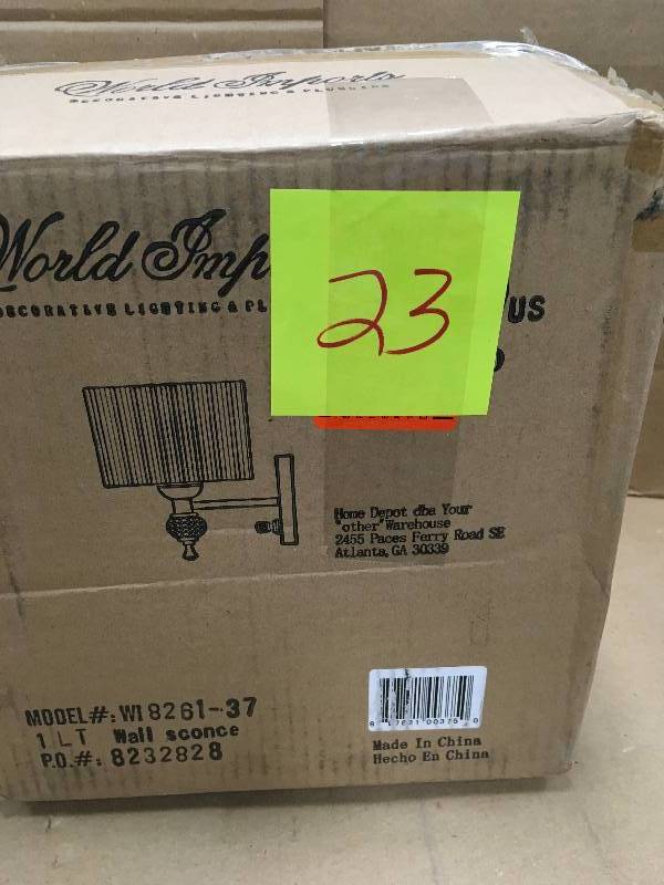 lot 23 image: World Imports WI826137 Bayonne 1 Light Wall Sconce in Brushed Nickel Finish not used