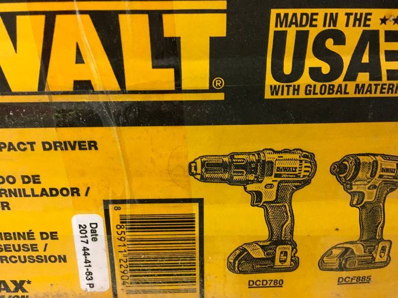 lot 49 image: Dewalt 20-Volt MAX Lithium-Ion Cordless DrillImpact Combo Kit (2-Tool) with (2) Batteries 1.5Ah, Charger and Contractor Bag