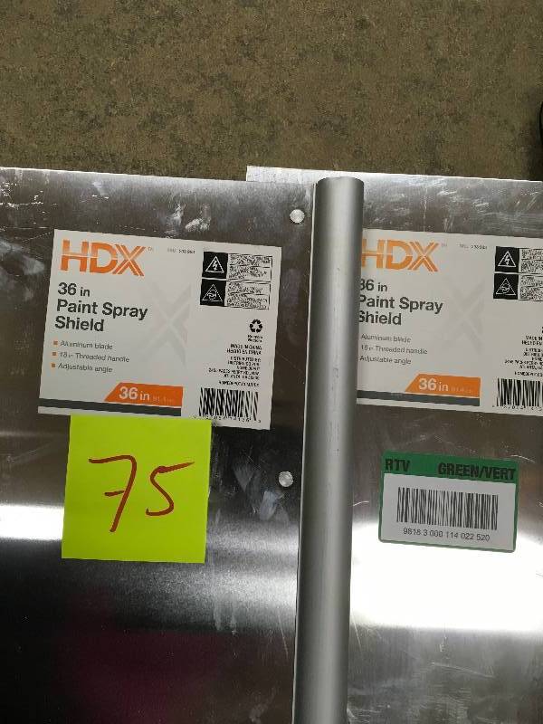 lot 75 image: HDX 36 in. Aluminum Spray Shield set of 2 (1 has slight dent see pictures)