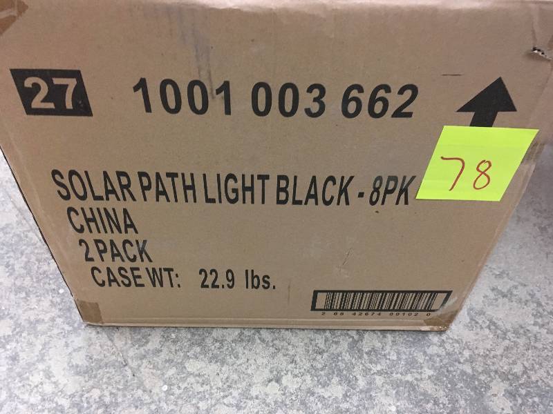 lot 78 image: Hampton Bay Solar Black Outdoor Integrated LED Landscape Path Light with Ribbed Pattern Glass Lens (8-Pack)