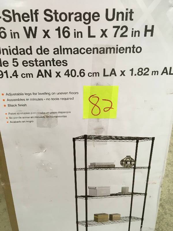 lot 82 image: HDX 5-Shelf 36 in. W x 16 in. L x 72 in. H Storage Unit