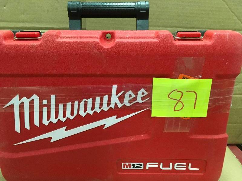 lot 87 image: Milwaukee M12 FUEL 12-Volt Lithium-Ion Brushless Cordless Hammer Drill and Impact Driver Combo Kit (2-Tool) used in working condition