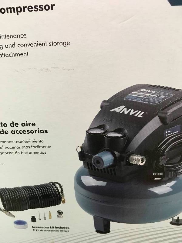 lot 90 image: Anvil 2G Pancake Air Compressor with 7-Pieces Accessories Kit