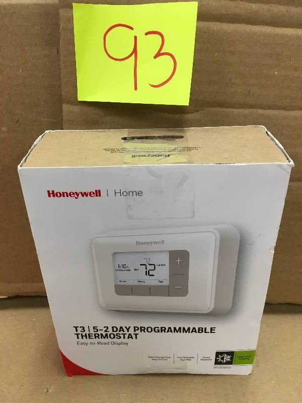 lot 93 image: Honewell T3 5-2 Day Programmable Thermosta