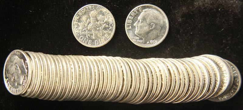 BU ROLL OF (50) 1963-D ROOSEVELT SILVER DIMES