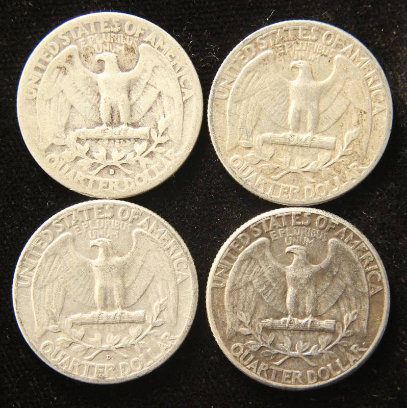 GROUP OF 4 SILVER WASHINGTON QUARTERS