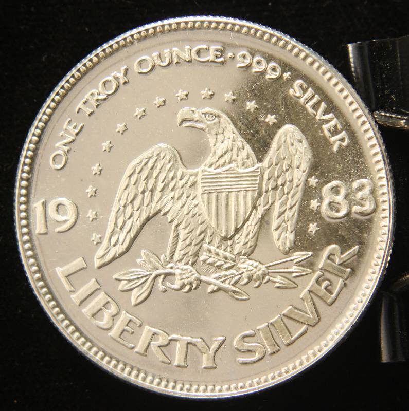 1 TROY OZ. .999 FINE SILVER 1983 A-MARK LIBERTY ROUND