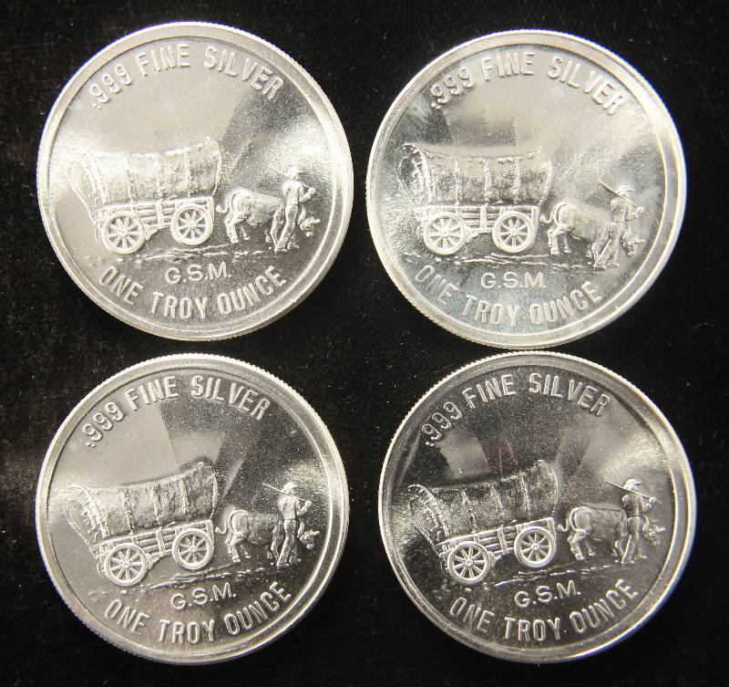 4 TROY OZ. .999 FINE SILVER (4 X 1oz) GSM PROSPECTORS
