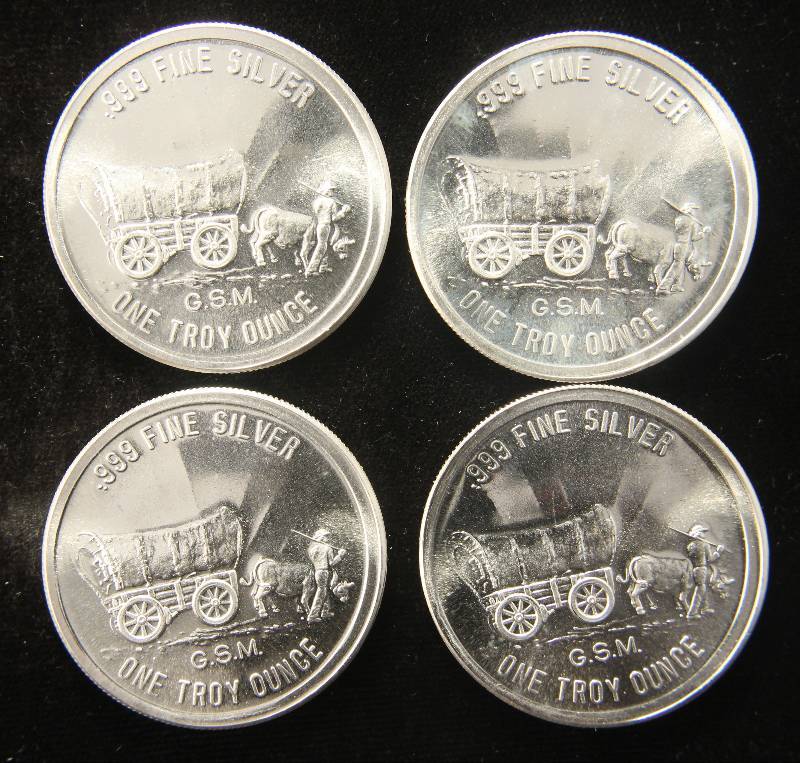 4 TROY OZ. .999 FINE SILVER (4 X 1oz) GSM PROSPECTORS