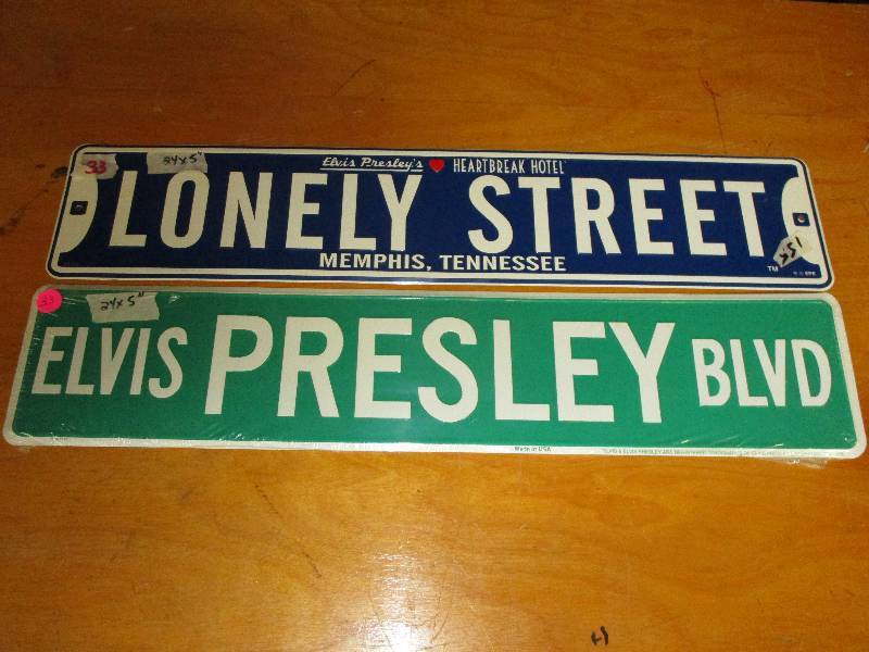 Lonely Street and Elvis Presley Blvd Metal Signs