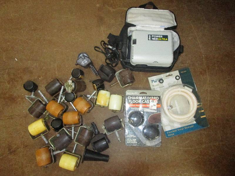 Flexible Vinal Shower Hose, Power NebUltra, Floor Casters, Assortment of Bed Frame Wheels