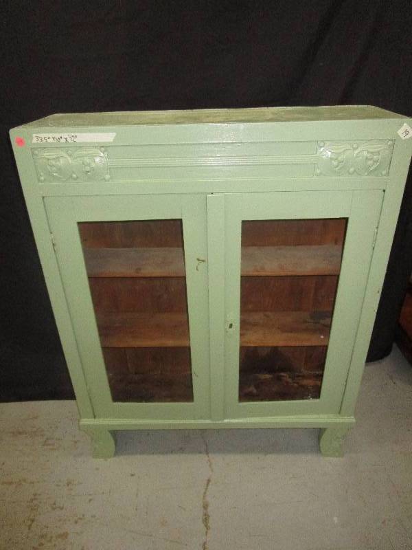 Green Wooden Cabinet With No Glass