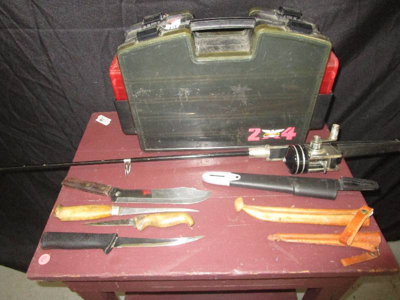 4 Knives, Tackle Box, Fishing Pole
