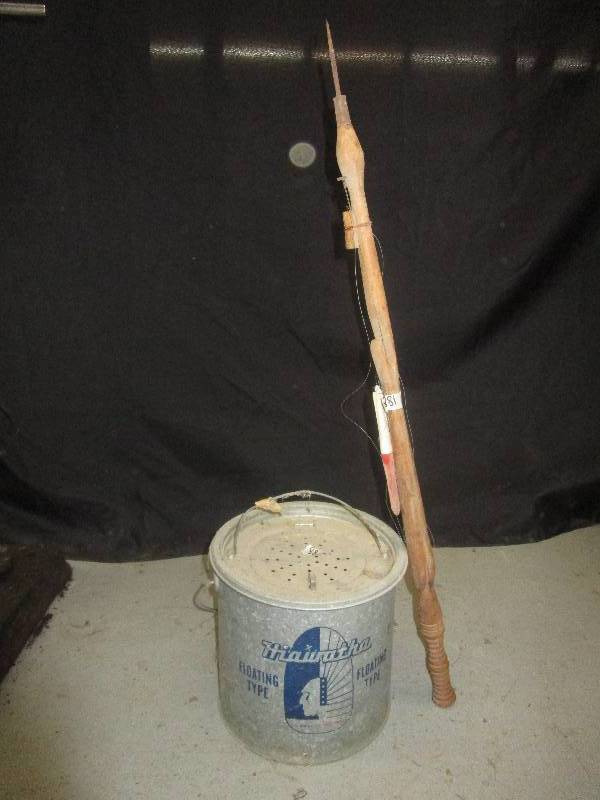 Antique Spear and Antique Minnow Container