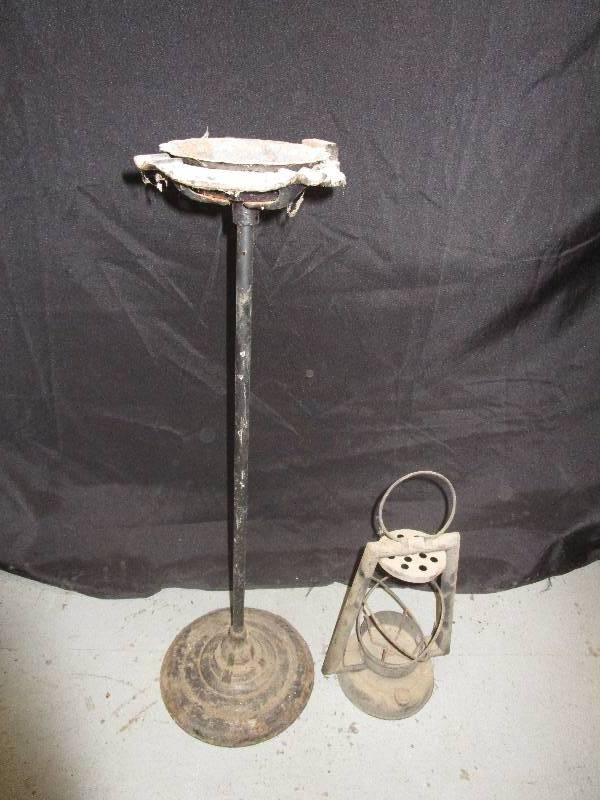 Antique Lantern and Antique Ash Tray
