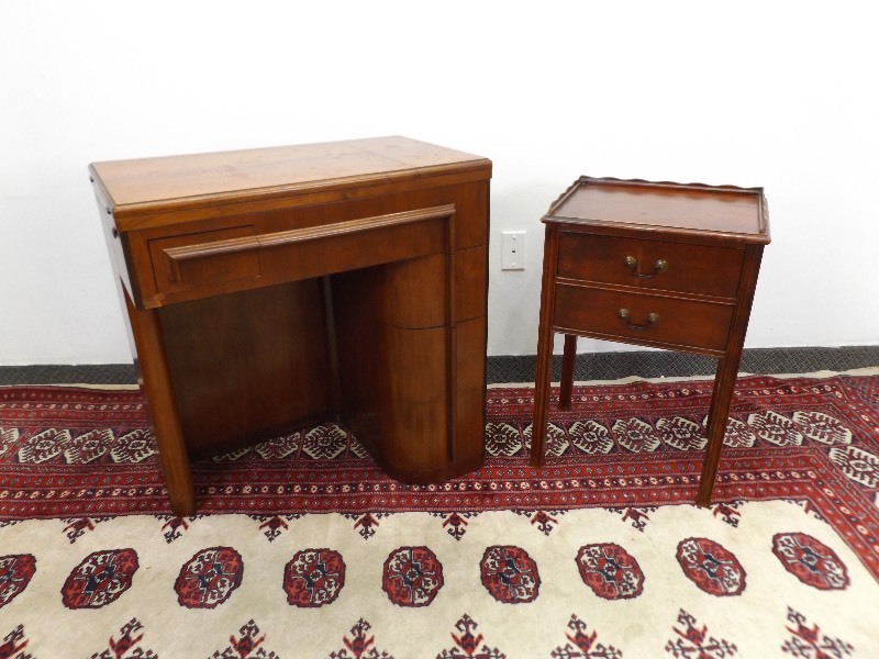 lot 13 image: 2 Vintage Sewing DesksCabinets